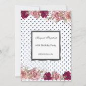 Polka Dots Red Roze Roses Birthday White Kaart (Achterkant)