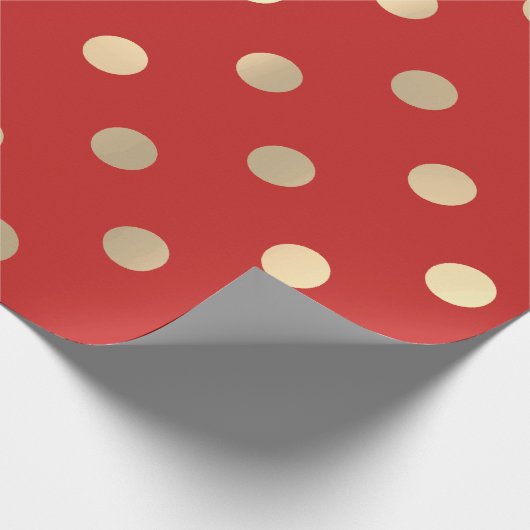 Polka Dots Red Ruby Champaigne Gold Cadeaupapier (Hoek)