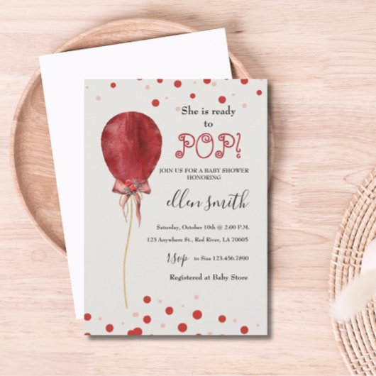 Polka Dots Rode Ballon Klaar om te Poppen Kaart