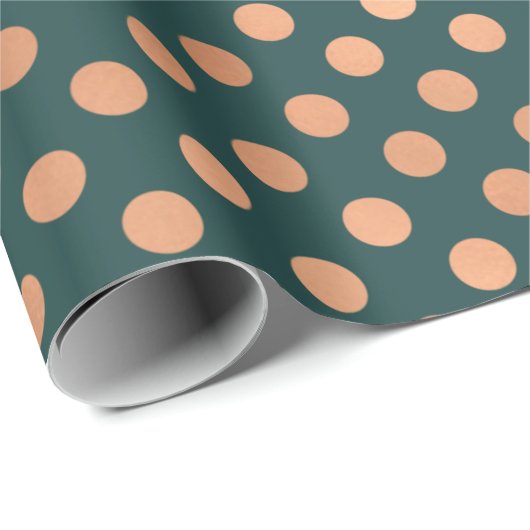 Polka Dots Roos Gouden Blush Blauwgroen Groene Geo Cadeaupapier (Rol Hoek)