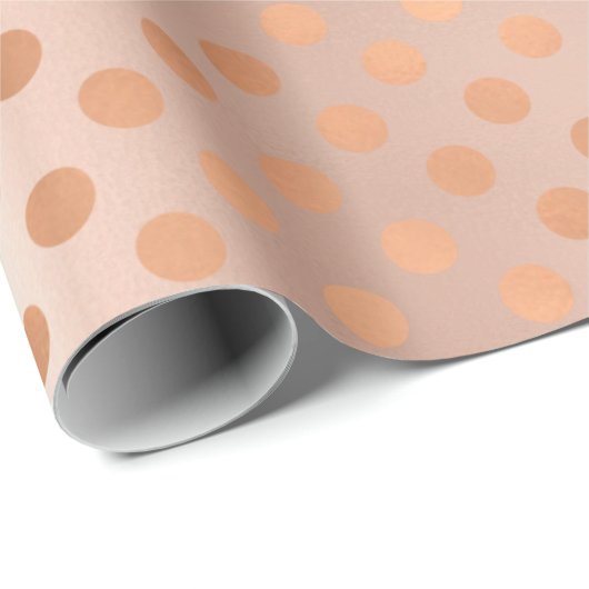 Polka Dots Roos Gouden Blush Elegant Blush Powder Cadeaupapier (Rol Hoek)