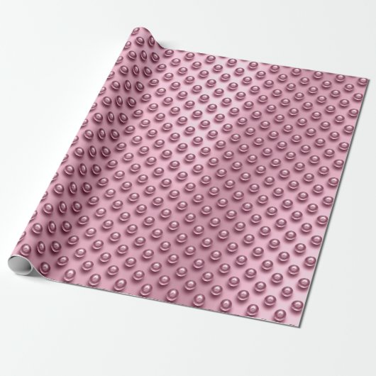 Polka Dots Roos Gouden Blush Parels Roze Mauve Cadeaupapier (Uitgerold)