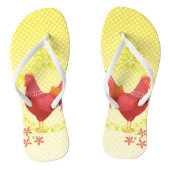 Polka Dots Rooster Yellow Teenslippers (Voetbed)