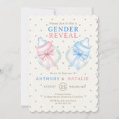 Polka Dots Roze Blauwe Bow Melk Flesje Geslacht On Kaart (Voorkant)