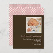 Polka Dots Roze/Bruin · Aankondiging Baby (Voorkant / Achterkant)