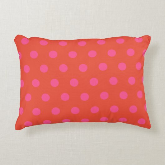 Polka Dots Roze en rood Sinaasappel monogram Accent Kussen (Voorkant)