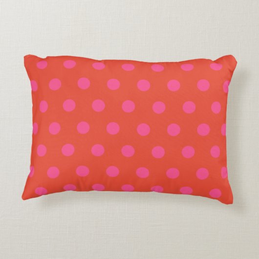 Polka Dots Roze en rood Sinaasappel monogram Accent Kussen (Achterkant)