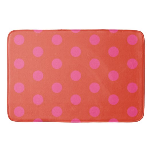 Polka Dots Roze en rood Sinaasappel monogram Badmat (Voorkant)