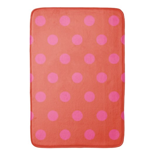 Polka Dots Roze en rood Sinaasappel monogram Badmat (Voorkant Verticaal)