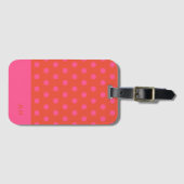 Polka Dots Roze en rood Sinaasappel monogram Bagagelabel (Voorkant (horizontaal))