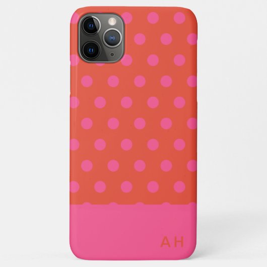 Polka Dots Roze en rood Sinaasappel monogram Case-Mate iPhone Case (Achterkant)