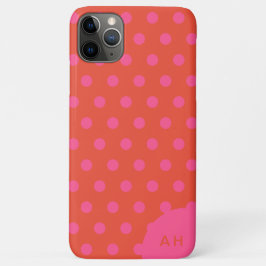 Polka Dots Roze en rood Sinaasappel monogram Case-Mate iPhone Case