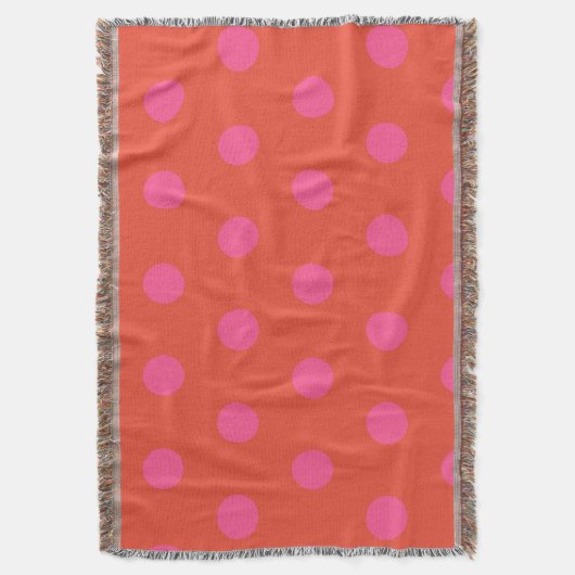 Polka Dots Roze en rood Sinaasappel monogram Deken (Voorkant Verticaal)