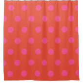 Polka Dots Roze en rood Sinaasappel monogram Douchegordijn (Voorkant)