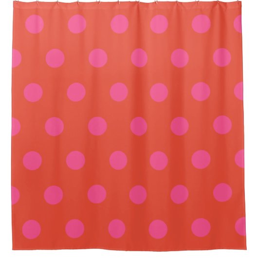Polka Dots Roze en rood Sinaasappel monogram Douchegordijn (Voorkant)
