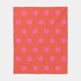 Polka Dots Roze en rood Sinaasappel monogram Fleece Deken