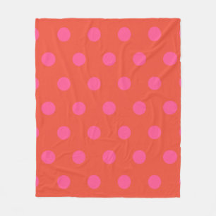 Polka Dots Roze en rood Sinaasappel monogram Fleece Deken