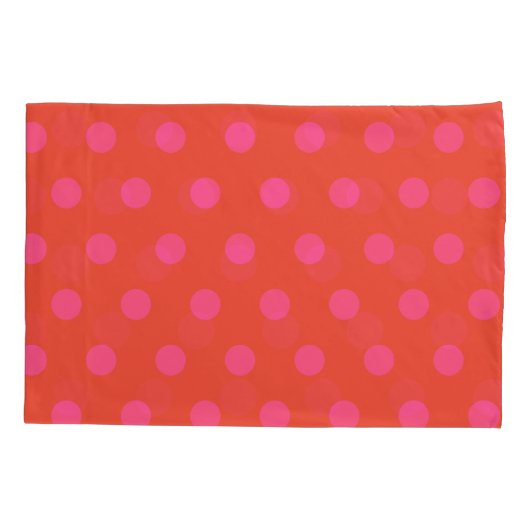 Polka Dots Roze en rood Sinaasappel monogram Kussensloop (Achterkant)