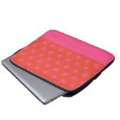 Polka Dots Roze en rood Sinaasappel monogram Laptop Sleeve (Voorkant onderkant)