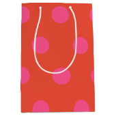 Polka Dots Roze en rood Sinaasappel monogram Medium Cadeauzakje (Voorkant)