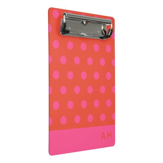 Polka Dots Roze en rood Sinaasappel monogram Mini Klembord (Schuin)