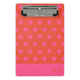 Polka Dots Roze en rood Sinaasappel monogram Mini Klembord