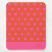 Polka Dots Roze en rood Sinaasappel monogram Muismat (Voorkant)