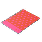 Polka Dots Roze en rood Sinaasappel monogram Notitieboek (Linkerzijde)