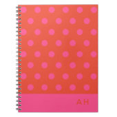 Polka Dots Roze en rood Sinaasappel monogram Notitieboek (Voorkant)