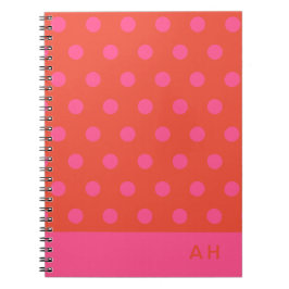 Polka Dots Roze en rood Sinaasappel monogram Notitieboek