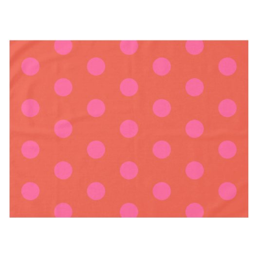 Polka Dots Roze en rood Sinaasappel monogram Tafelkleed (Voorkant (Horizontaal))