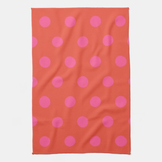 Polka Dots Roze en rood Sinaasappel monogram Theedoek (Verticaal)
