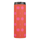 Polka Dots Roze en rood Sinaasappel monogram Thermosbeker (Achterkant)