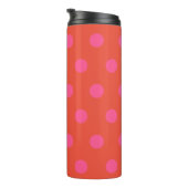Polka Dots Roze en rood Sinaasappel monogram Thermosbeker (Geroteerd rechts)