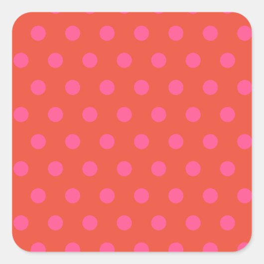 Polka Dots Roze en rood Sinaasappel monogram Vierkante Sticker (Voorkant)