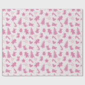 Polka Dots Roze en Witte Vakantie Kerstmis Cadeaupapier (Vlak)