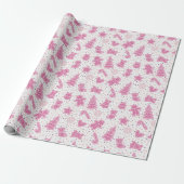 Polka Dots Roze en Witte Vakantie Kerstmis Cadeaupapier (Uitgerold)