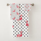Polka Dots Roze Flamingo patroon Bad Handdoek (Insitu)