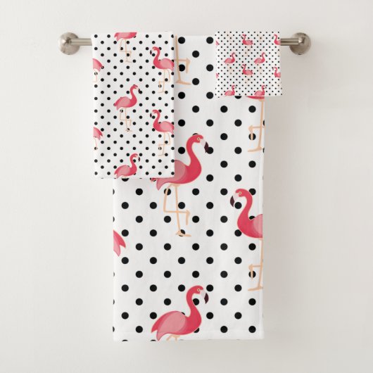 Polka Dots Roze Flamingo patroon Bad Handdoek (Insitu)