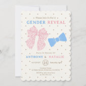 Polka Dots Roze lint Blauwe strik Stropdas Geslach Kaart (Voorkant)