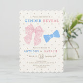 Polka Dots Roze lint Blauwe strik Stropdas Geslach Kaart (Staand voorkant)