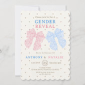 Polka Dots Roze lint Blauwe strik Stropdas Geslach Kaart (Voorkant)