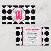 Polka Dots / Roze Monogram Mode Visitekaartje (Voorkant / Achterkant)