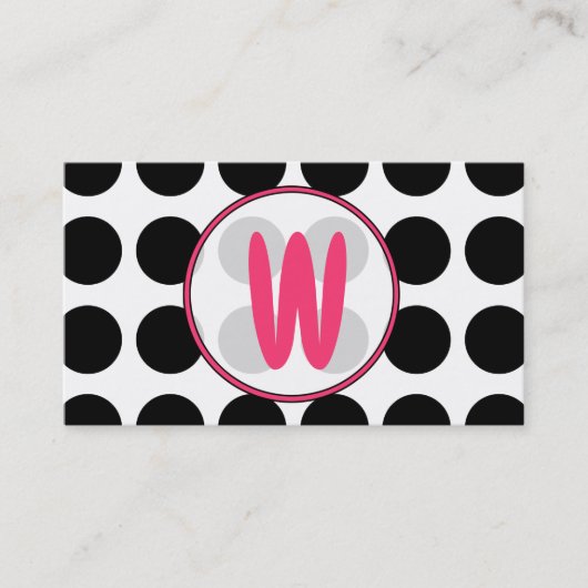 Polka Dots / Roze Monogram Mode Visitekaartje (Voorkant)