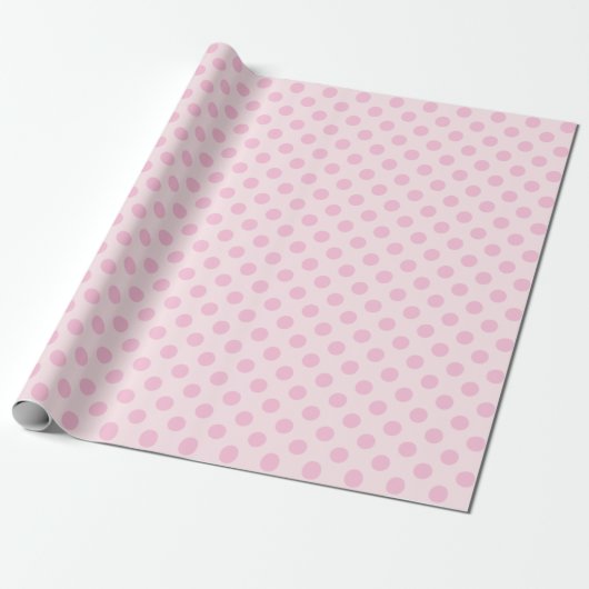 Polka Dots Roze Pastel Monochrom Small Cadeaupapier (Uitgerold)