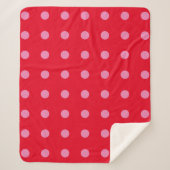  Polka Dots Roze Rood Kleur Retro Classic Sherpa Deken (Voorkant)