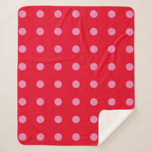 Polka Dots Roze Rood Kleur Retro Classic Sherpa Deken