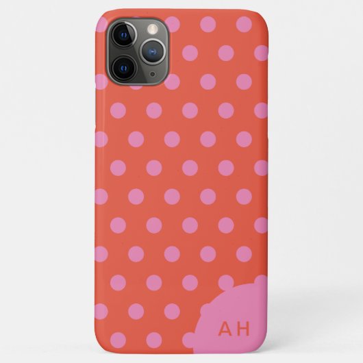 Polka Dots Roze Sinaasappel monogram Case-Mate iPhone Case (Achterkant)