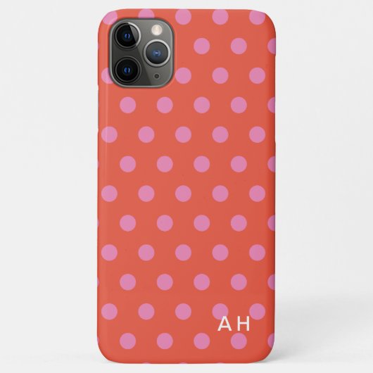 Polka Dots Roze Sinaasappel monogram Case-Mate iPhone Case (Achterkant)