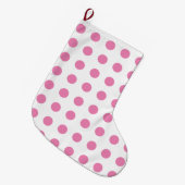 Polka Dots Roze Wit Kleur Retro Classic Grote Kerstsok (Voorkant (Hangend))
